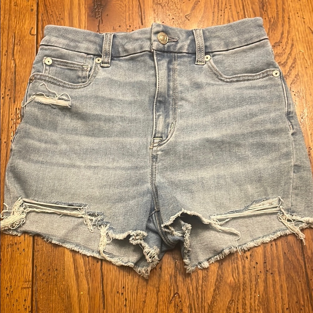 American Eagle Outfitters Blue Jean Shorts High-Waisted Distressed